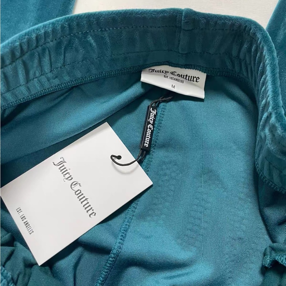 Juicy Couture OG Bling Velour Track Pants Size M Blue Y2K - Picture 6 of 14